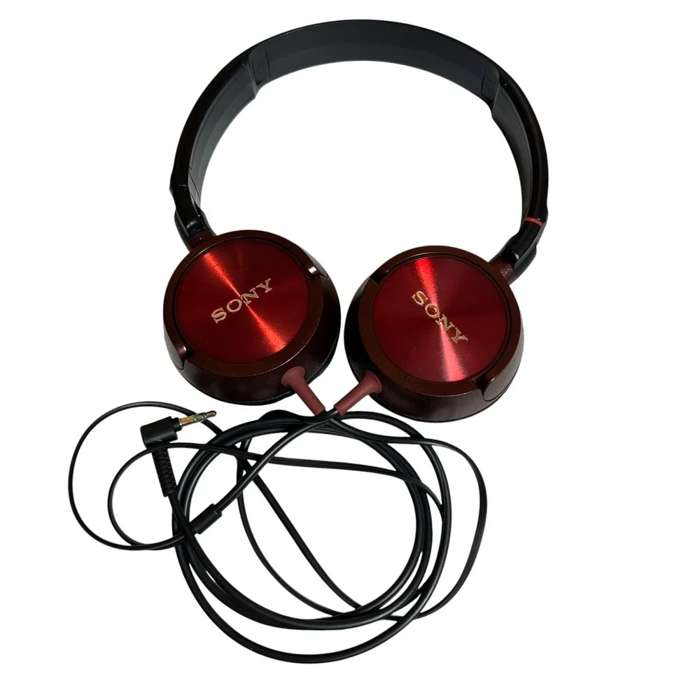 Sony MDR-ZX600 Wired On-Ear Headphones Metallic Red Black with Carrying Case